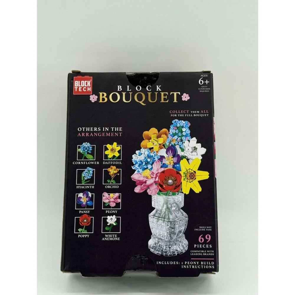 Block Tech Block Bouquet PEONY Flower Building‎ Block  New Sealed